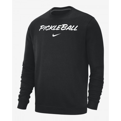 Nike Club Fleece Mens Pickleball Crew-Neck Pullover Top M33778PG02-BLK