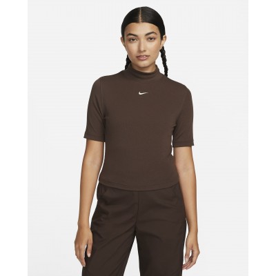 Nike Sportswear Essentials Womens Ribbed Mock-Neck Short-Sleeve Top DV7958-237
