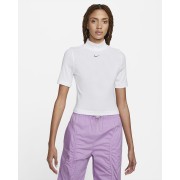 Nike Sportswear Essentials Womens Ribbed Mock-Neck Short-Sleeve Top DV7958-100
