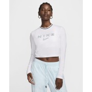 Nike Sportswear Chill Knit Womens Slim Long-Sleeve Cropped Graphic Tee FZ2858-100