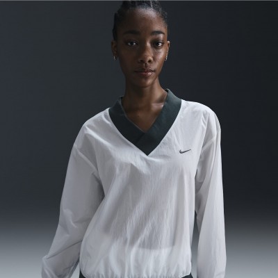 Nike Sportswear Essential Womens Loose UV Woven Long-Sleeve V-Neck Top FV7649-133