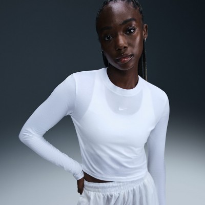 Nike Sportswear Chill Knit Womens Slim Long-Sleeve Cropped Top HF5322-100